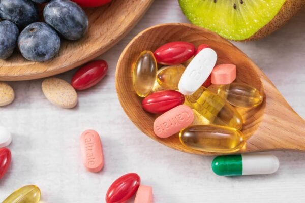 gros-plan-fruits-frais-differents-medicaments-cuillere-bois-1-600x400